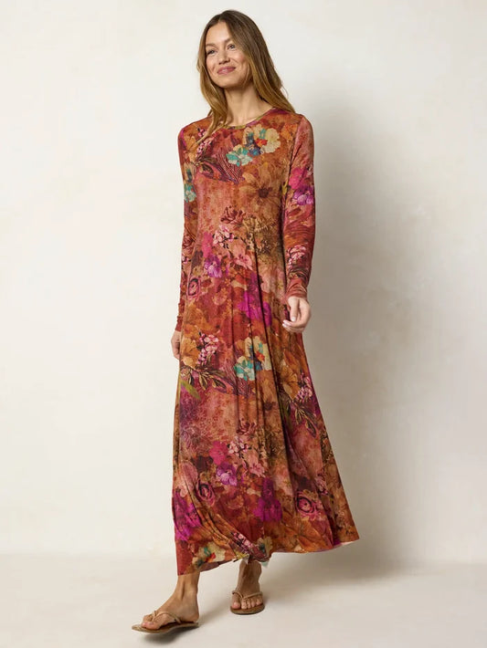 Stevie "ButterSoft" Knit Maxi Dress - Autumn Electric Garden-view 1