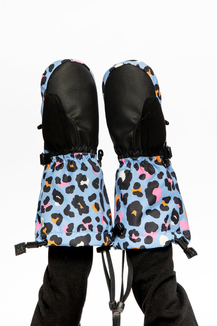 Teknik Winter Mittens Blue Leopard Print-2
