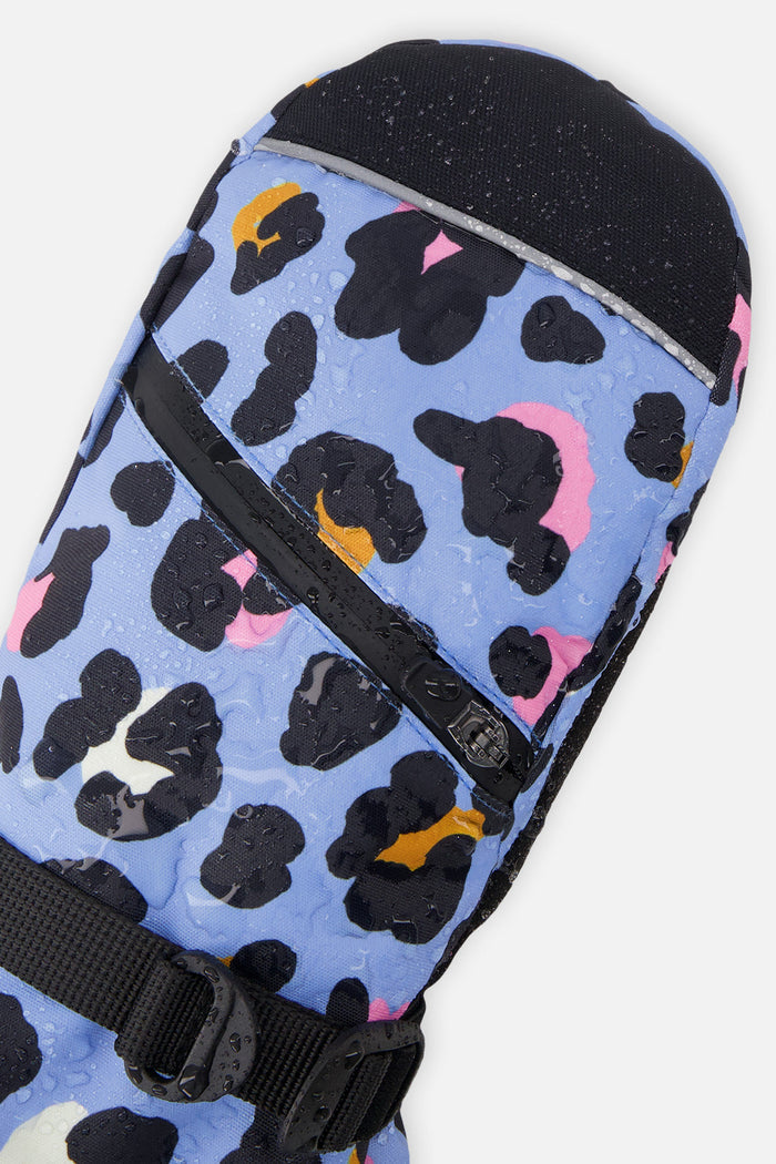 Teknik Winter Mittens Blue Leopard Print-3