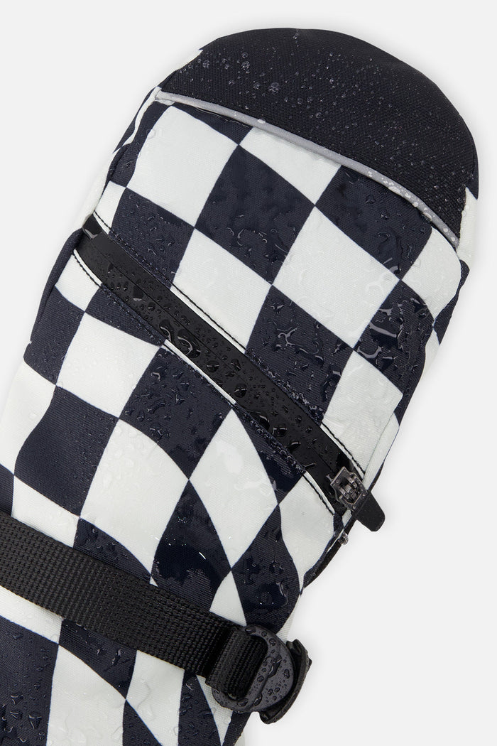 Teknik Winter Mittens White Checkered Print-3