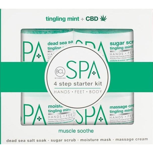 Tingling Mint and CBD Spa Set – 4-Step Starter Kit (16oz jars)-BCL Spa-Gel Essentialz