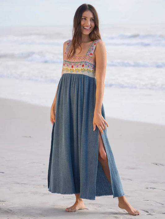 Tricia Embellished Maxi Dress - Slate Blue-view 1
