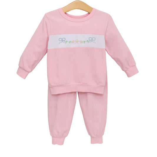 Trotter Street Flower Jogger Set-Pink