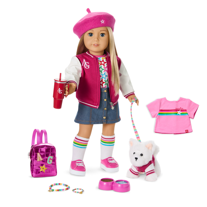 Truly Me™ 18-inch Doll #100, Puppy, Mini Backpack & Accessories AG™ Star Squad Bundle