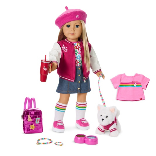Truly Me™ 18-inch Doll #100, Puppy, Mini Backpack & Accessories AG™ Star Squad Bundle