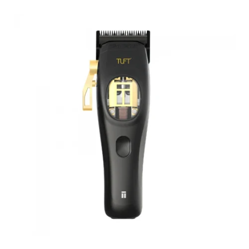 Hair trimmer with gold accents on a white background