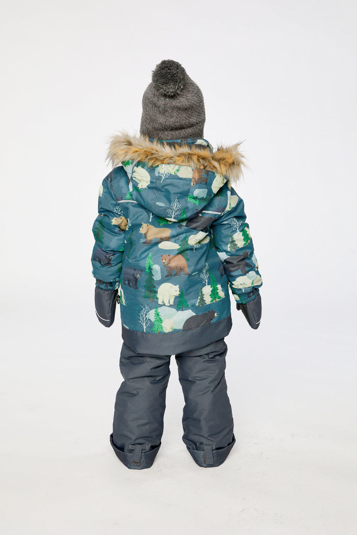 Two Piece Discover Snowsuit Blue Bear Print-3