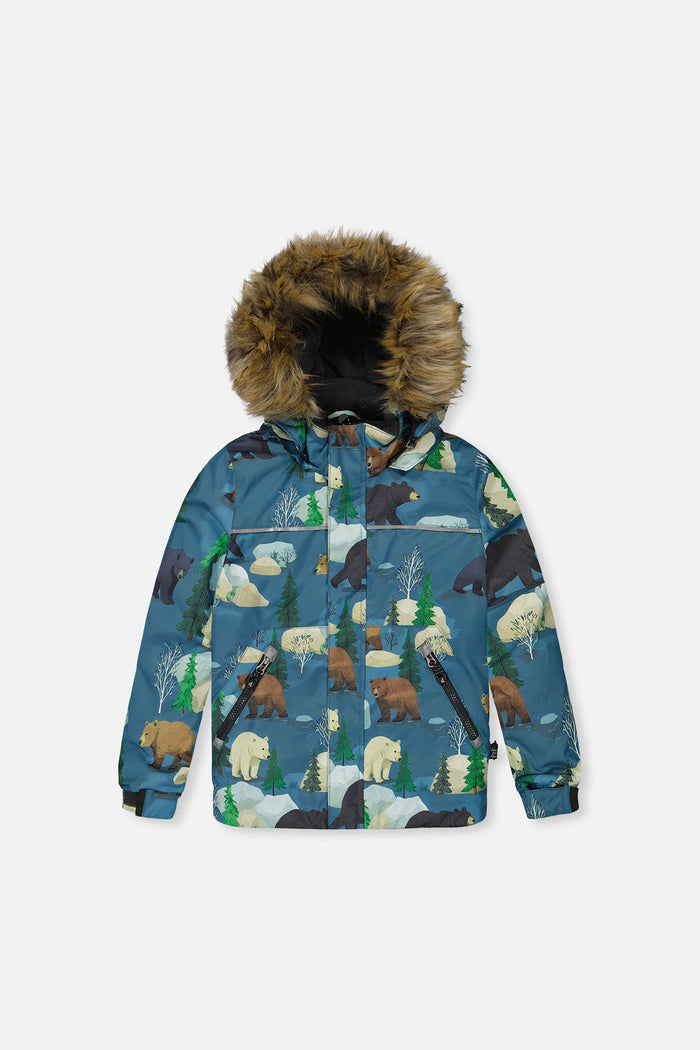 Two Piece Discover Snowsuit Blue Bear Print-4