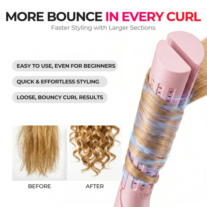 TYMO AIRFLOW for bouncy, defined curls, easy for beginners to create loose, voluminous styles