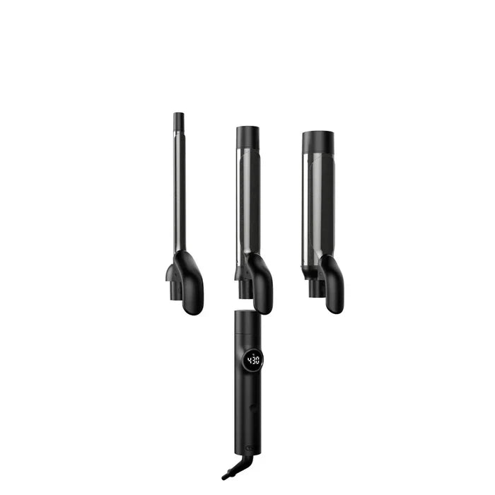 TYMO CUES 3-in-1 curling wand includes three interchangeable barrels for endless styling possibilities.