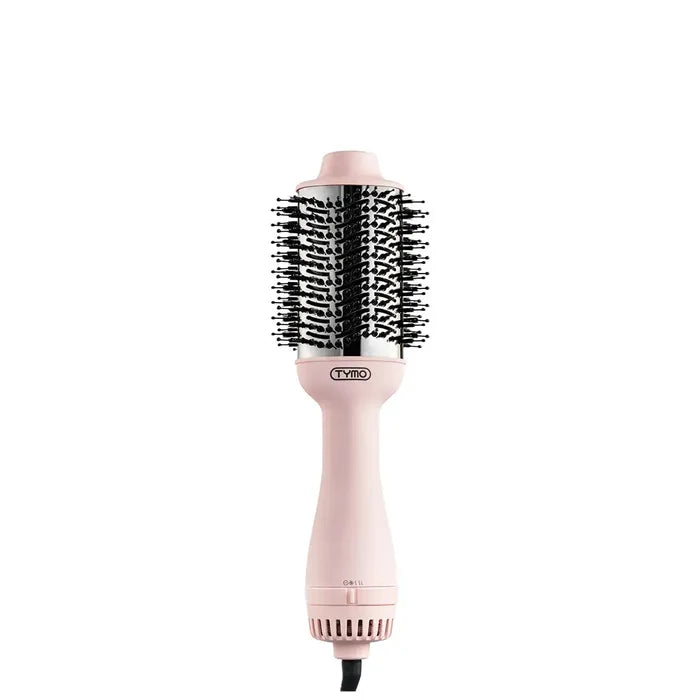 TYMO VOLUMIZER PINK best hair dryer brush for frizzy hair with titanium barrel.