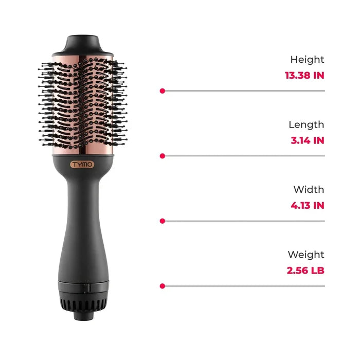 TYMO VOLUMIZER rotating brush hair dryer measures 13.38 inches in height.