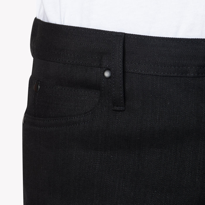 UB144 Skinny Fit 11oz Solid Black Stretch Selvedge Denim | The Unbranded Brand
