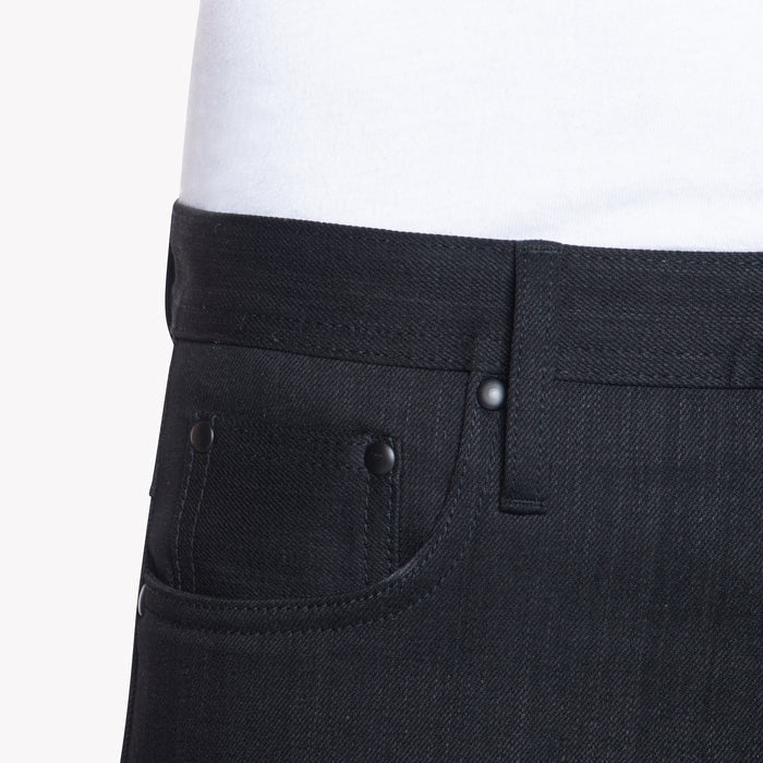 UB344 Straight Fit 11oz Solid Black Stretch Selvedge Denim | The Unbranded Brand