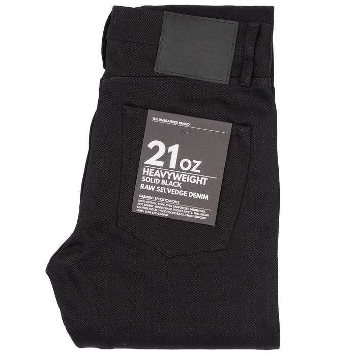 UB442 Tight Fit - 21oz Heavyweight Solid Black Selvedge | The Unbranded Brand