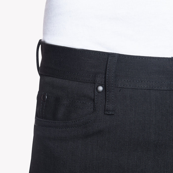 UB444 Tight Fit 11oz Solid Black Stretch Selvedge Denim | The Unbranded Brand