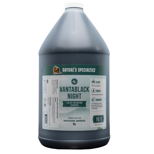 VantaBlack Night Shampoo for dogs and cats in 128 oz. gallon size bottle from Nature's Specialties.