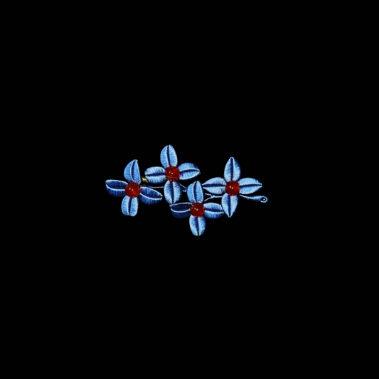 Weiyang Handmade Chanhua Blue Flower Brooch - Red Bead Center