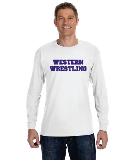 Western Wrestling Tee Long Sleeve White