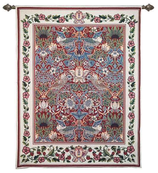 William Morris Strawberry Thief Red - Wall Hanging 110cm x 139cm (70 rod)