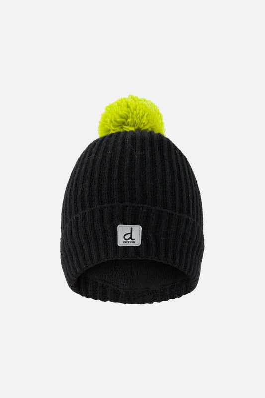 Winter Knit Hat With Pompom Black And Green-0