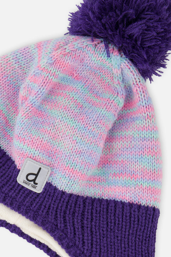 Winter Peruvian Knit Hat With Pompom Multicolored-3