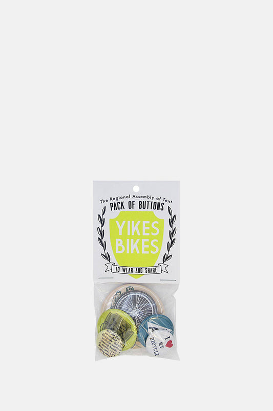 The Regional Assembly of Text Yikes Bikes Pack of Buttons.